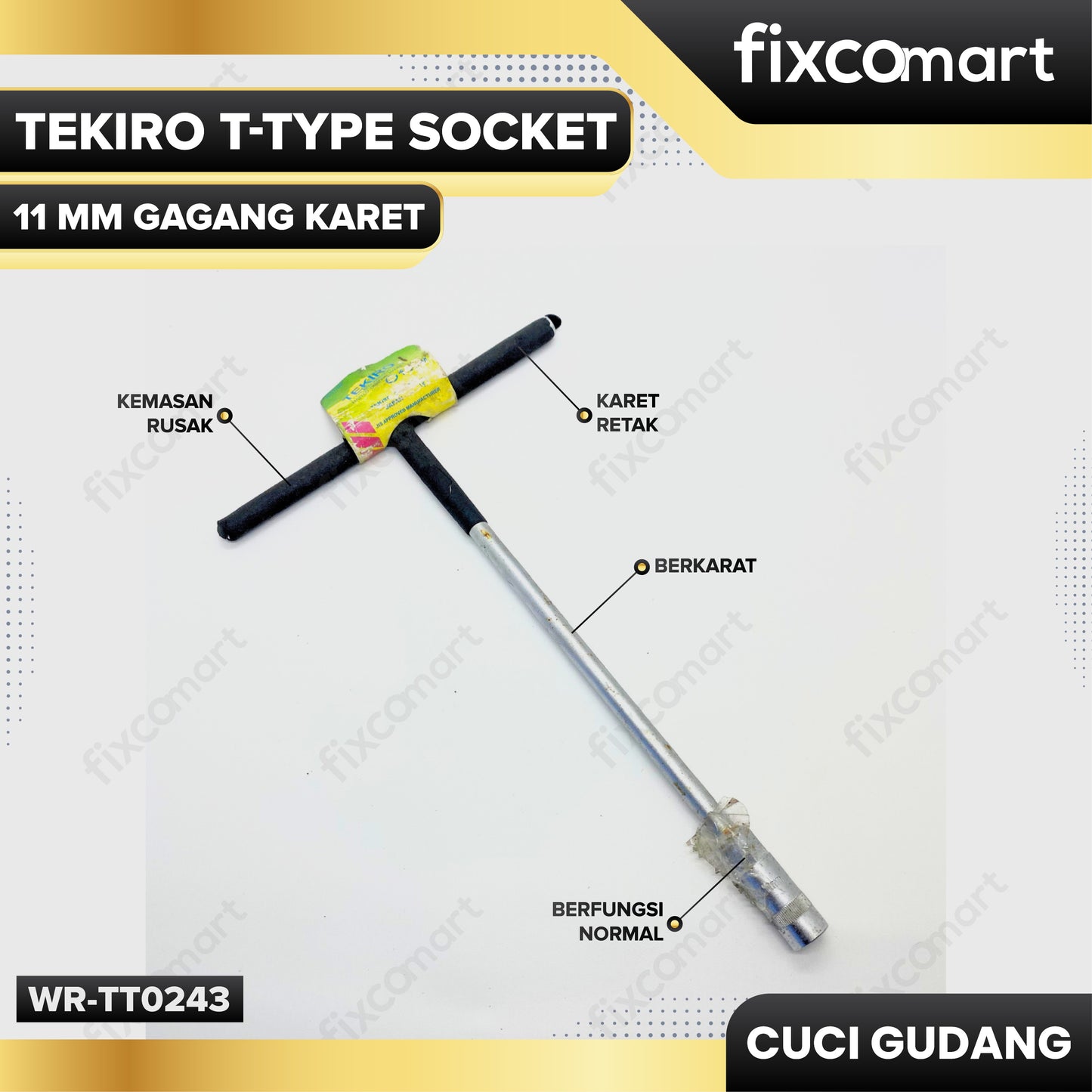 GARAGE SALE - TEKIRO T-Type Socket 11 Mm Gagang Karet
