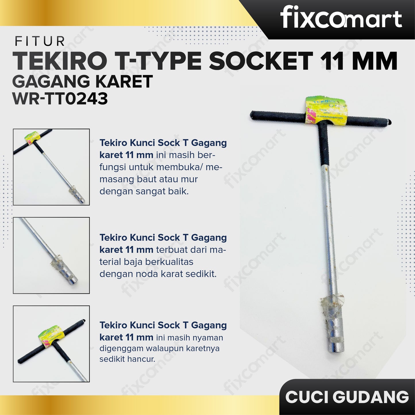 GARAGE SALE - TEKIRO T-Type Socket 11 Mm Gagang Karet