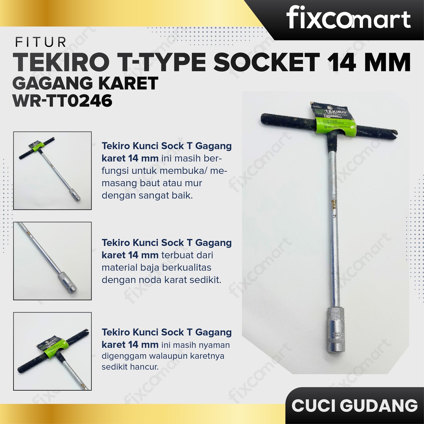 GARAGE SALE - TEKIRO T-Type Socket 14 Mm Gagang Karet