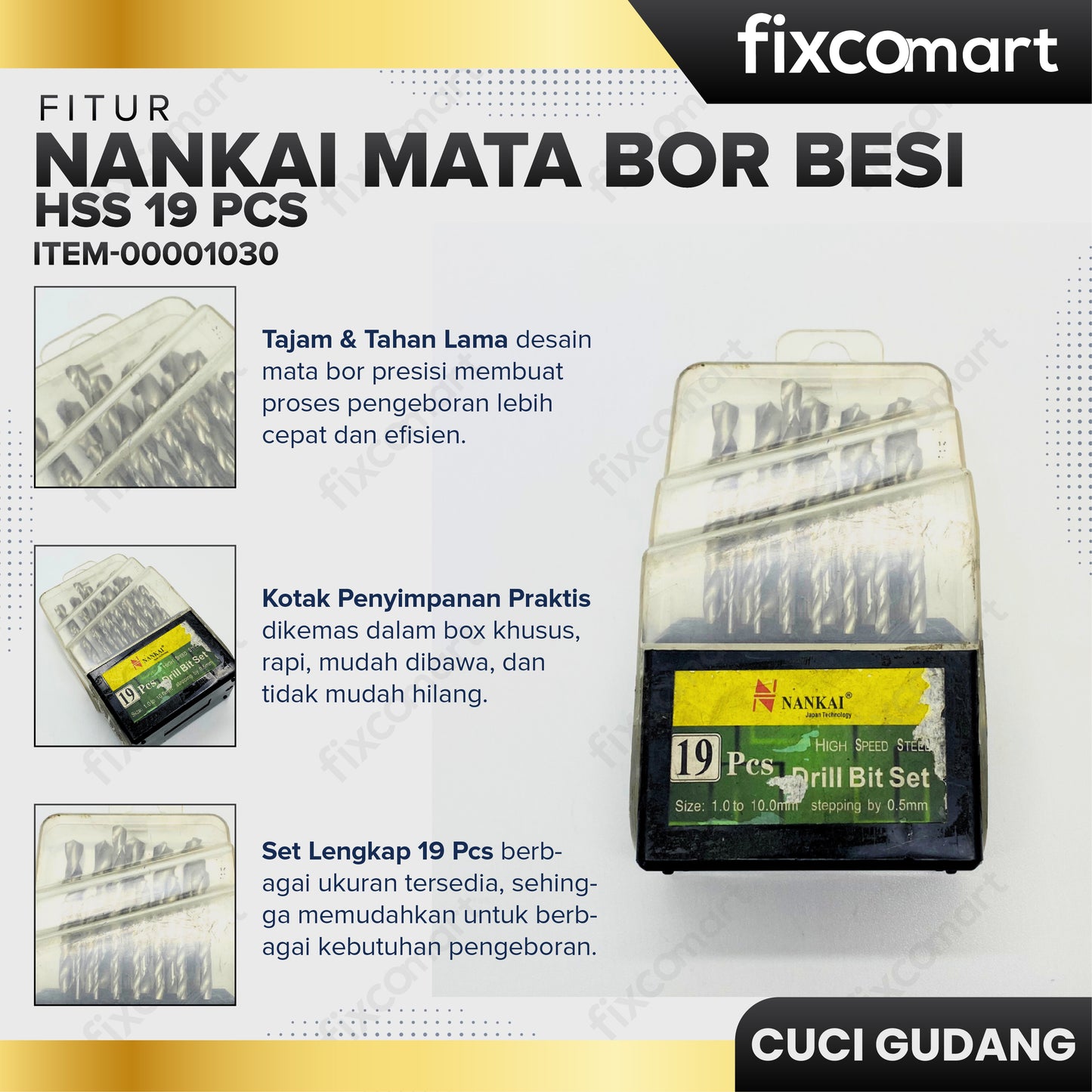 GARAGE SALE - NANKAI Mata Bor Besi HSS 19 Pcs / DRILL BIT SET