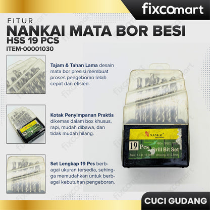 GARAGE SALE - NANKAI Mata Bor Besi HSS 19 Pcs / DRILL BIT SET