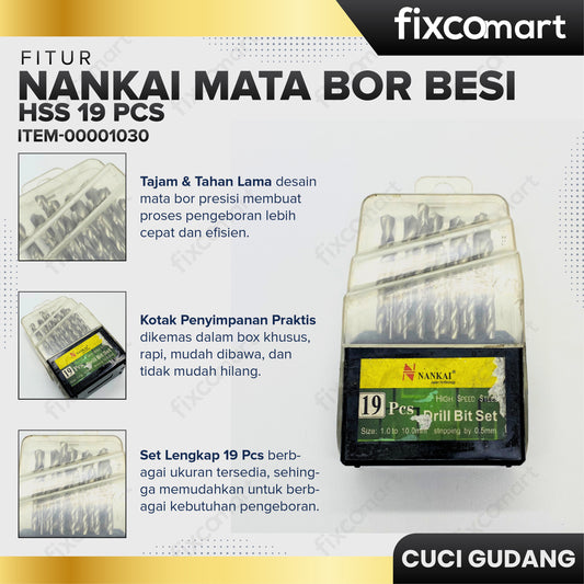 GARAGE SALE - NANKAI Mata Bor Besi HSS 19 Pcs / DRILL BIT SET