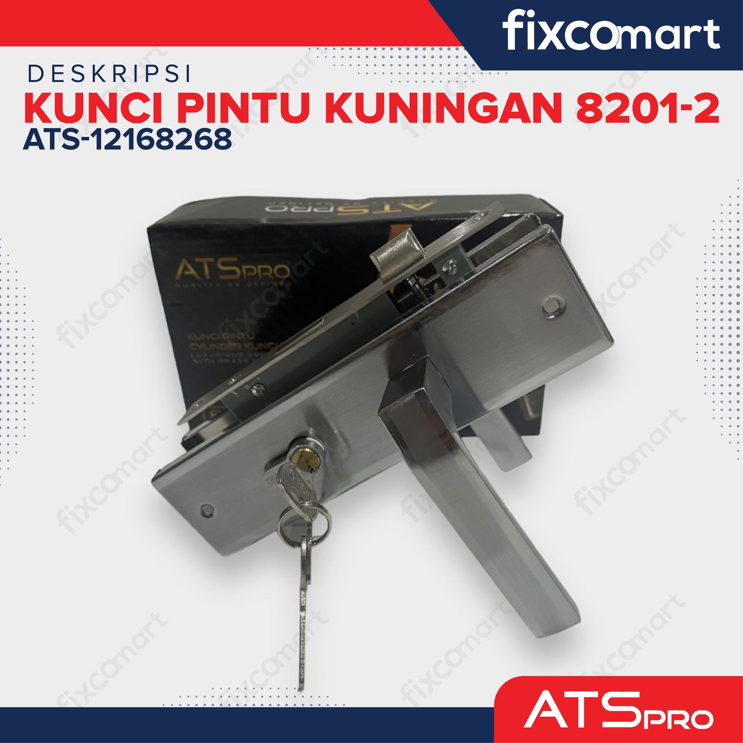 KUNCI PINTU ATS PRO CYL. KUNINGAN 8201-2 (SN/CP) - Set Kunci Pintu ATS PRO