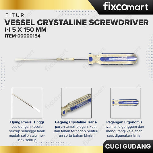 GARAGE SALE - Vessel Crystaline Screwdriver (-) 5 X 150 mm