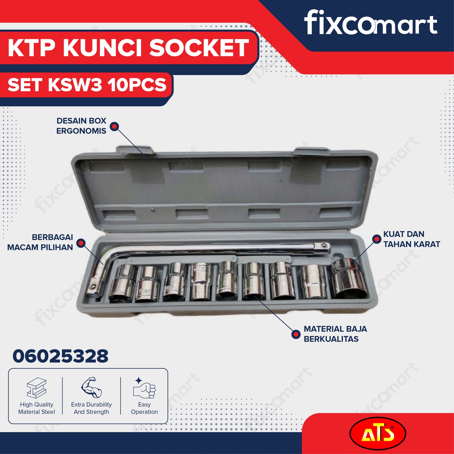 KUNCI SOCKET SET KTP KSW3 Isi 10PCS 10-24 MM