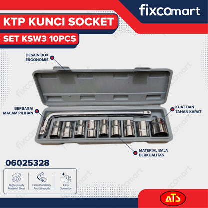 KUNCI SOCKET SET KTP KSW3 Isi 10PCS 10-24 MM