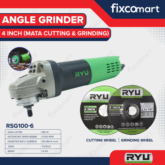 RYU ANGLE GRINDER RSG100-6 FREE MATA CUTTING & GRINDING