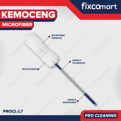 Fixcomart Pro Cleaning  Kemoceng Microfiber Telescopic Duster Stainless Steel 245cm - Pembersih Debu Plafon Kemoceng Microfiber Flexible