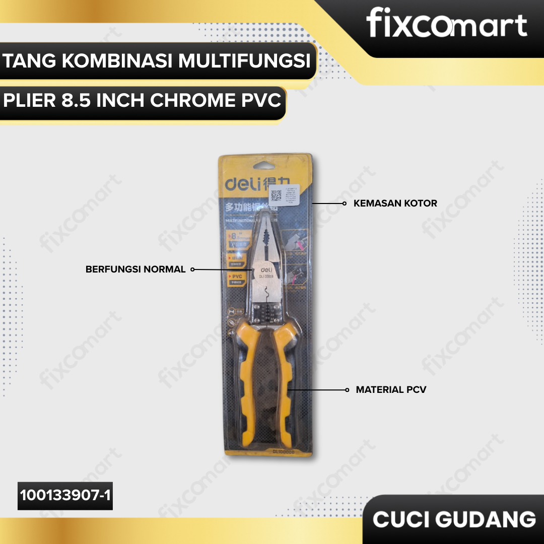 GARAGE SALE - Deli Tang Kombinasi Multifungsi / Plier 8.5 inch Chrome PVC DL100008 (1 PCS)
