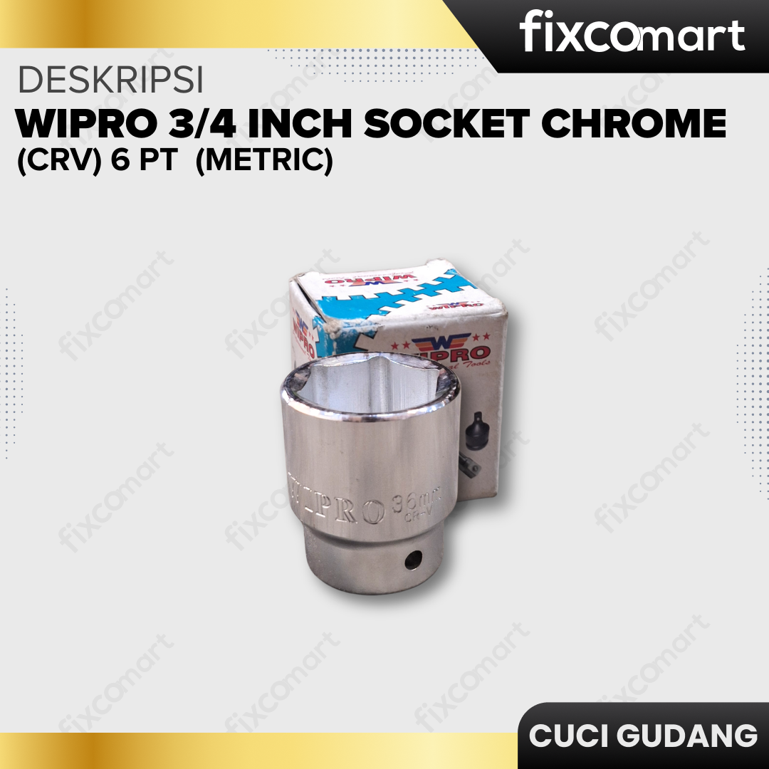 GARAGE SALE-WIPRO 3/4 Inch SOCKET CHROME (CRV) 6 PT  (METRIC)