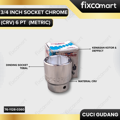 GARAGE SALE-WIPRO 3/4 Inch SOCKET CHROME (CRV) 6 PT  (METRIC)