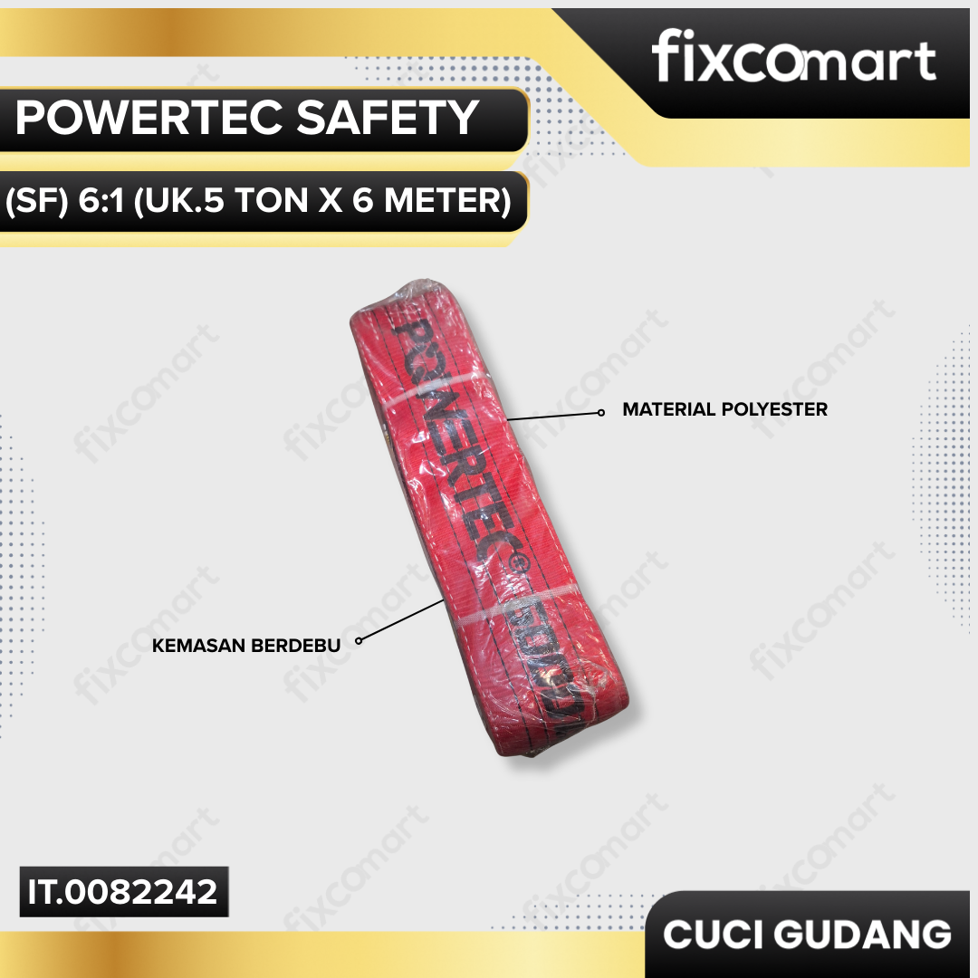 GARAGE SALE-Powertec Webbing Sling Safety Factor (SF) 6:1 (UK.5 Ton x 6 Meter)