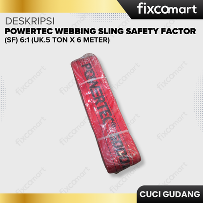 GARAGE SALE-Powertec Webbing Sling Safety Factor (SF) 6:1 (UK.5 Ton x 6 Meter)