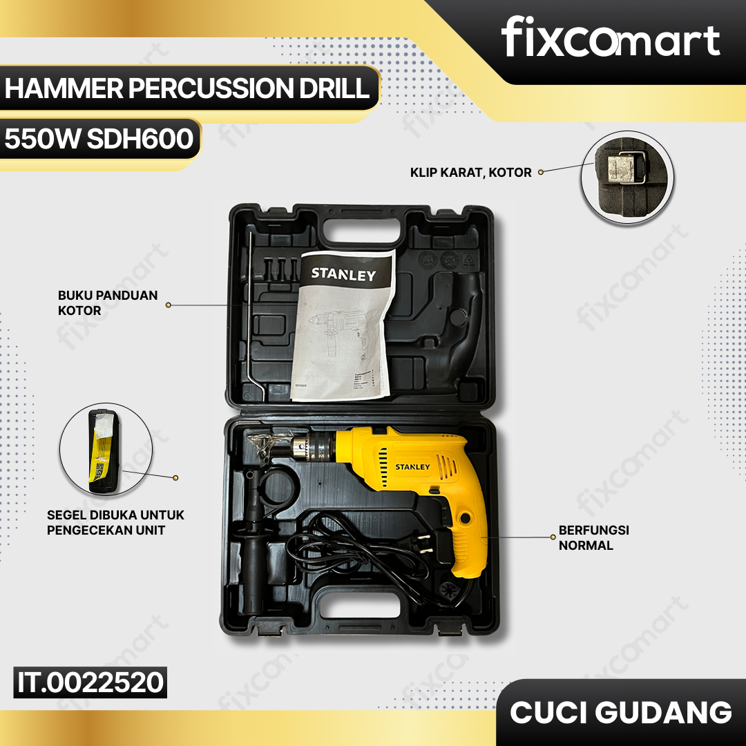 GARAGE SALE-Stanley Hammer Percussion Drill 13MM 550W SDH600