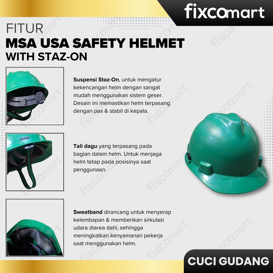 GARAGE SALE-MSA USA SAFETY HELMET WITH STAZ-ON –Spesial  Cuci Gudang, Borong Sekarang~