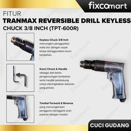 GARAGE SALE - Tranmax Reversible Drill With Keyless Chuck 3/8 inch(TPT-600R)