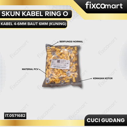 GARAGE SALE-Skun Kabel Ring O RV 5.5-6 Kabel 4-6mm Baut 6mm (Kuning) (1 Pack isi 100)