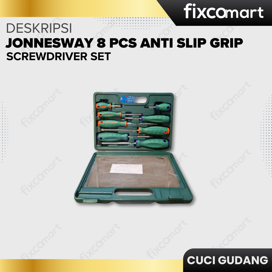 GARAGE SALE-Jonnesway 8Pcs Anti Slip Grip Screwdriver Set
