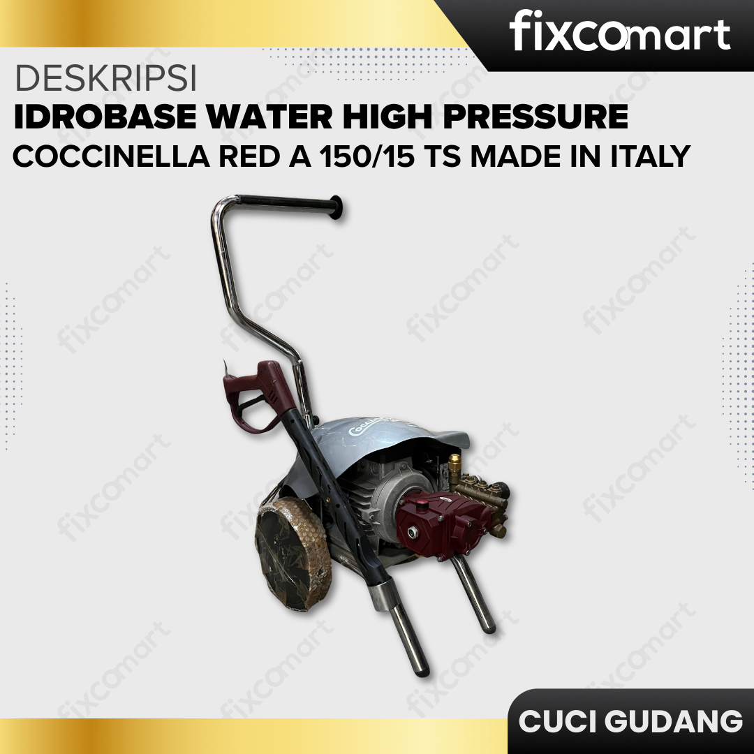 GARAGE SALE-Idrobase Water High Pressure COCCINELLA RED A 150/15 TS (150 bar) Made in Italy