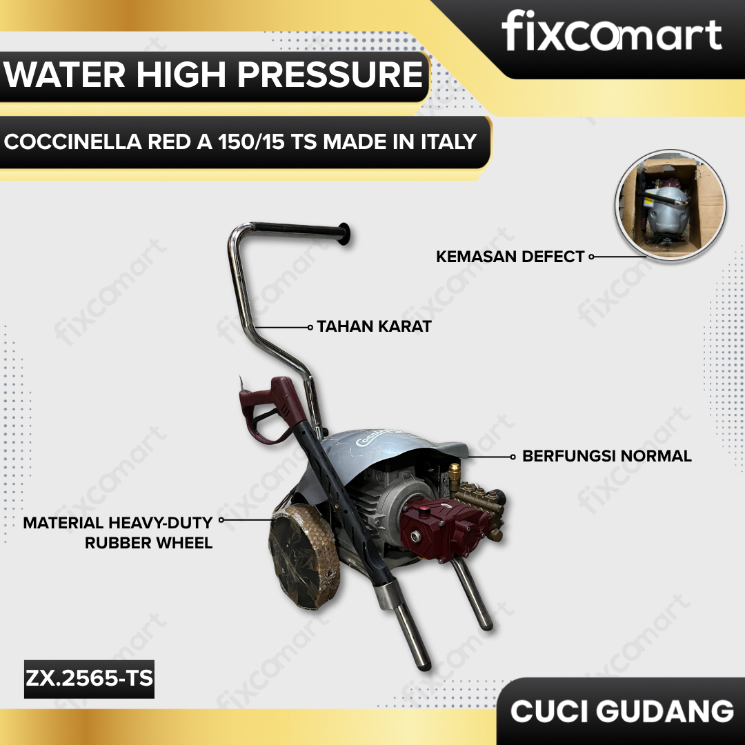 GARAGE SALE-Idrobase Water High Pressure COCCINELLA RED A 150/15 TS (150 bar) Made in Italy