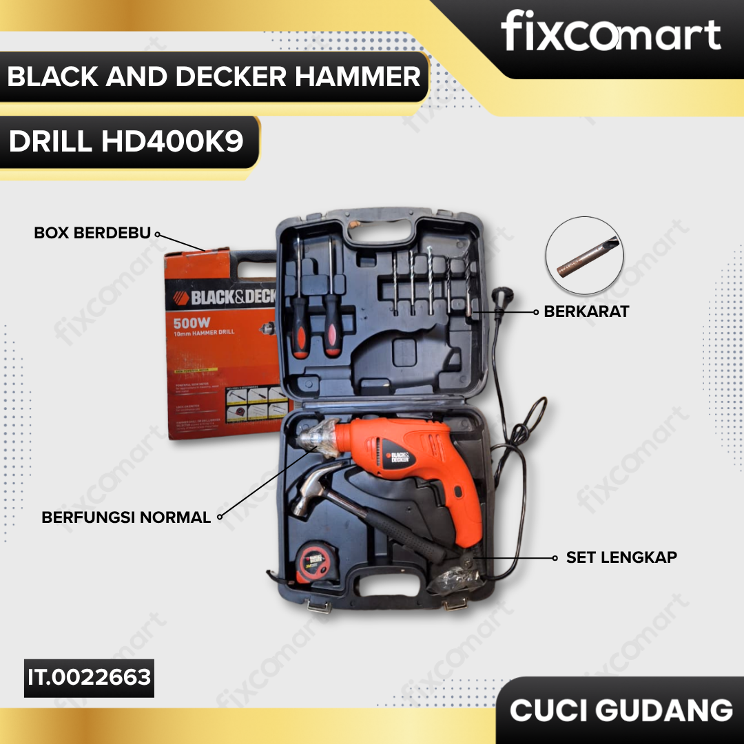 GARAGE SALE-Black and Decker Hammer Drill HD400K9