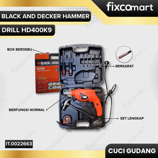 GARAGE SALE-Black and Decker Hammer Drill HD400K9