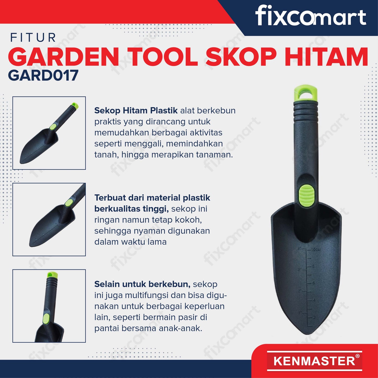 Kenmaster Garden Tool Skop Hitam GARD017 - Sekop Plastik Berkebun 30cm