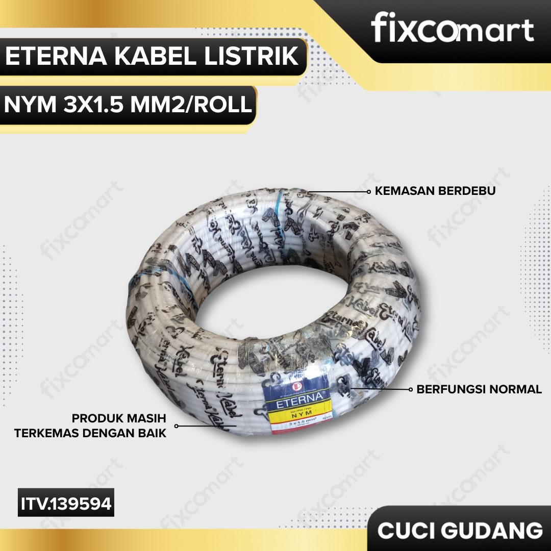 GARAGE SALE - Eterna Kabel Listrik NYM 3x1.5 mm2/Roll