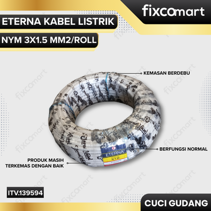 GARAGE SALE - Eterna Kabel Listrik NYM 3x1.5 mm2/Roll