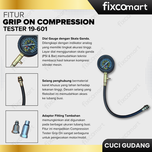 GARAGE SALE - GRIP ON Compression Tester 19-601 –Spesial  Cuci Gudang, Borong Sekarang~