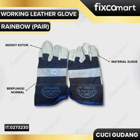 GARAGE SALE -  GOSAVE WORKING LEATHER GLOVE RAINBOW (PAIR)