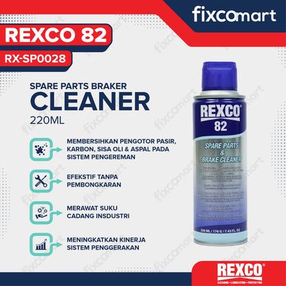 Rexco 82 Spare Parts & Brake Cleaner 220ml Pembersih Rem dan Suku Cadang