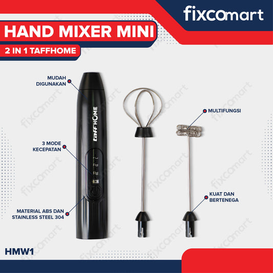 TaffHOME Hand Mixer Mini 2 in 1 Pengocok Telur Milk Frother