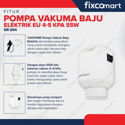 TaffHOME Pompa Vakum Baju Elektrik Vacuum Bag Pump EU 4-5 kPa 55W