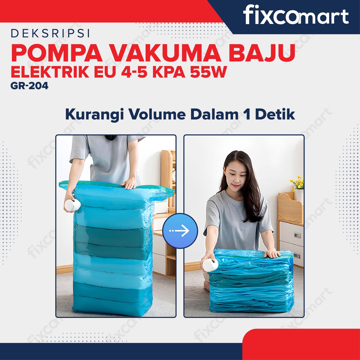TaffHOME Pompa Vakum Baju Elektrik Vacuum Bag Pump EU 4-5 kPa 55W