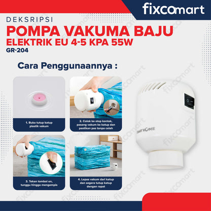 TaffHOME Pompa Vakum Baju Elektrik Vacuum Bag Pump EU 4-5 kPa 55W