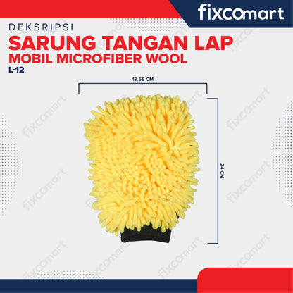 FIXCOMART Sarung Tangan Lap Mobil Microfiber Wool Dual Side Car Wash Glove Premium