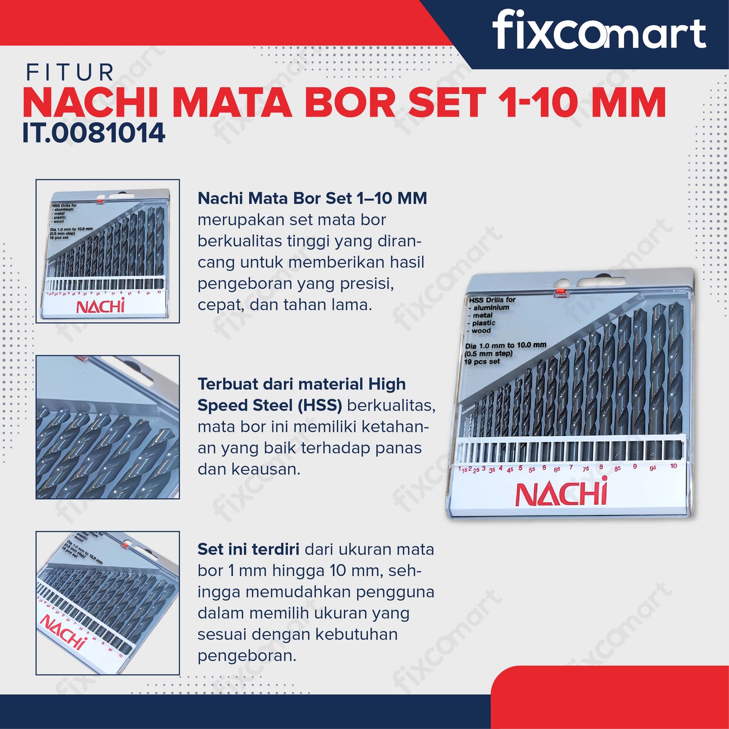 Nachi Mata Bor Set 1-10 MM