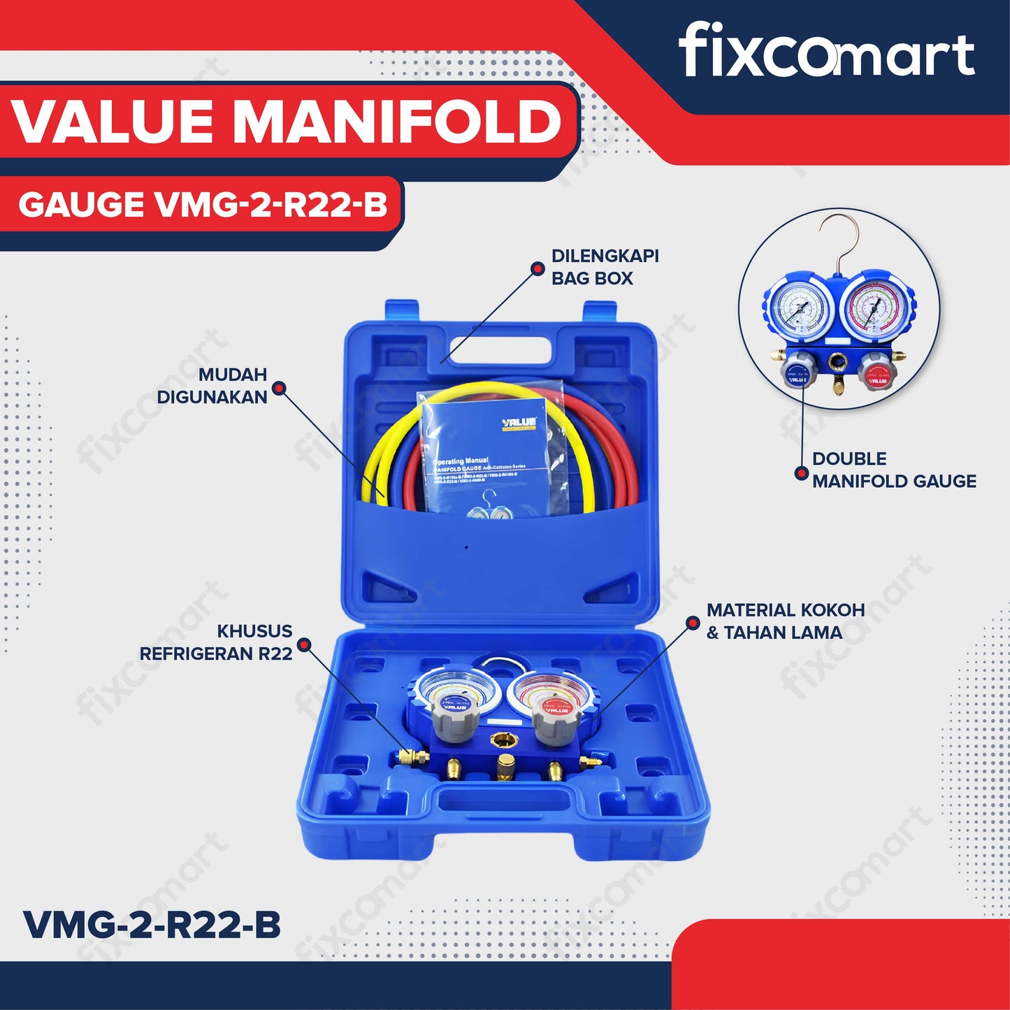 Value Manifold Gauge Bag Box Double Manifold VMG-2-R22-B