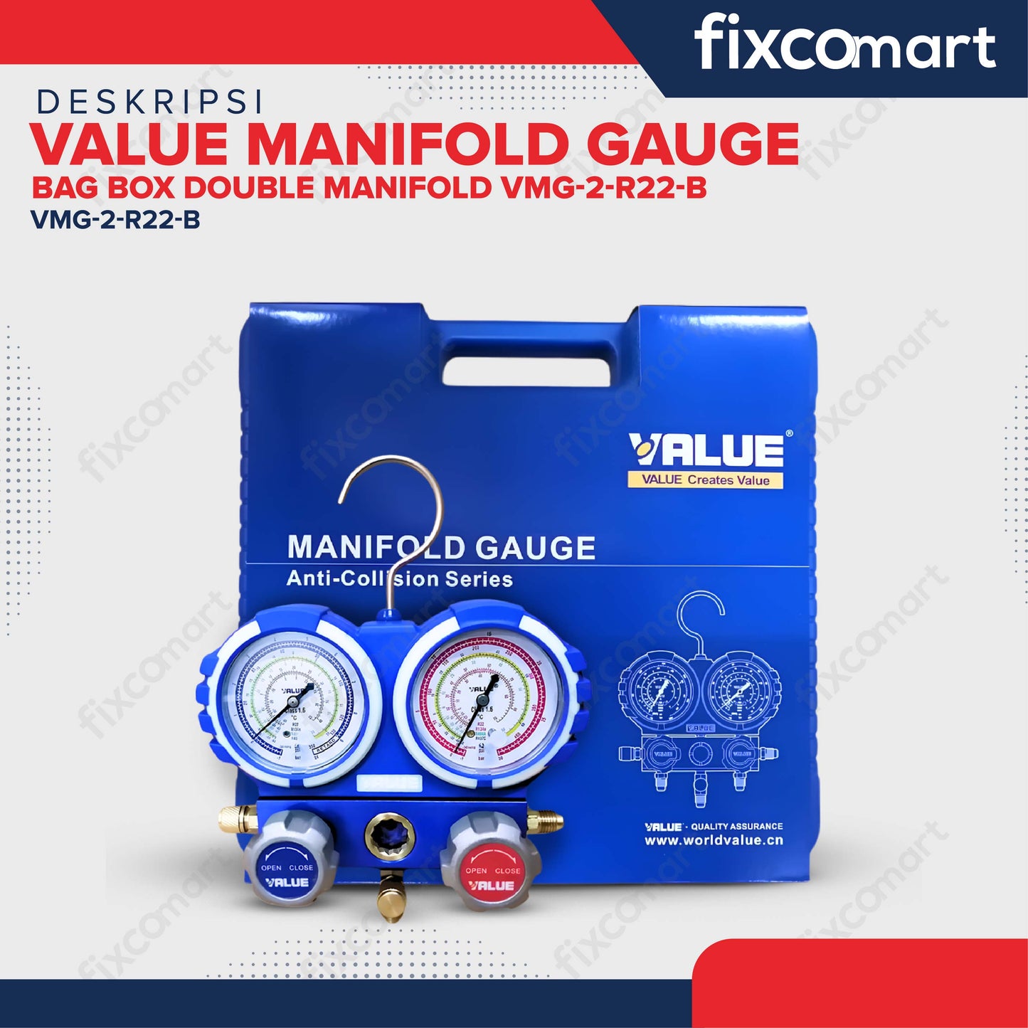Value Manifold Gauge Bag Box Double Manifold VMG-2-R22-B