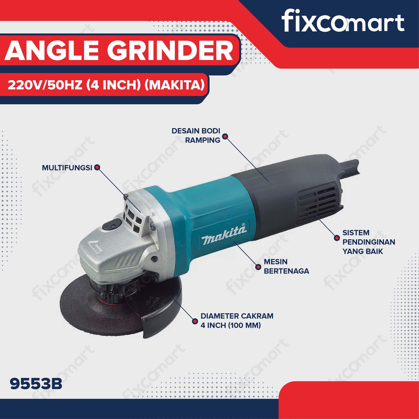 Makita Angle Grinder 9553B 220V/50HZ (4 Inch)