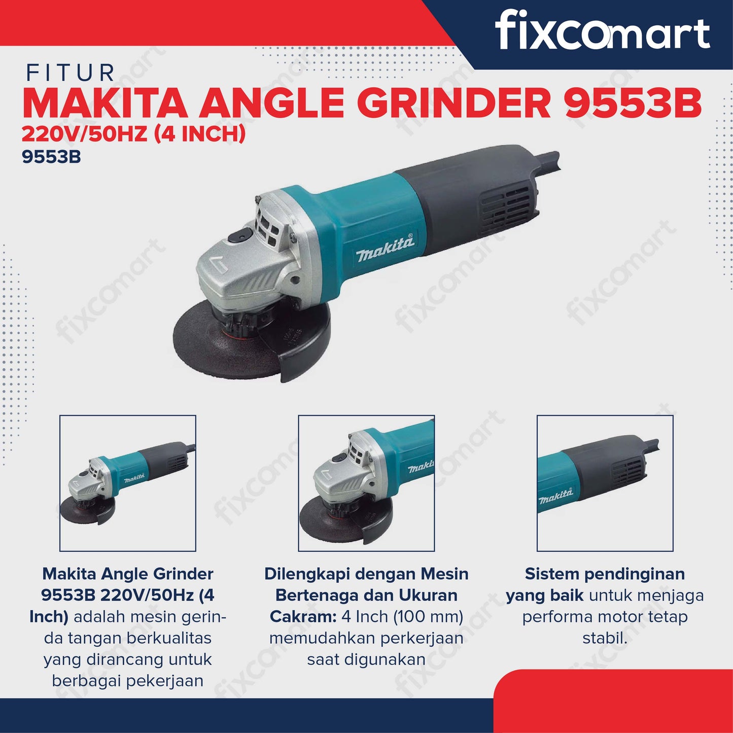 Makita Angle Grinder 9553B 220V/50HZ (4 Inch)