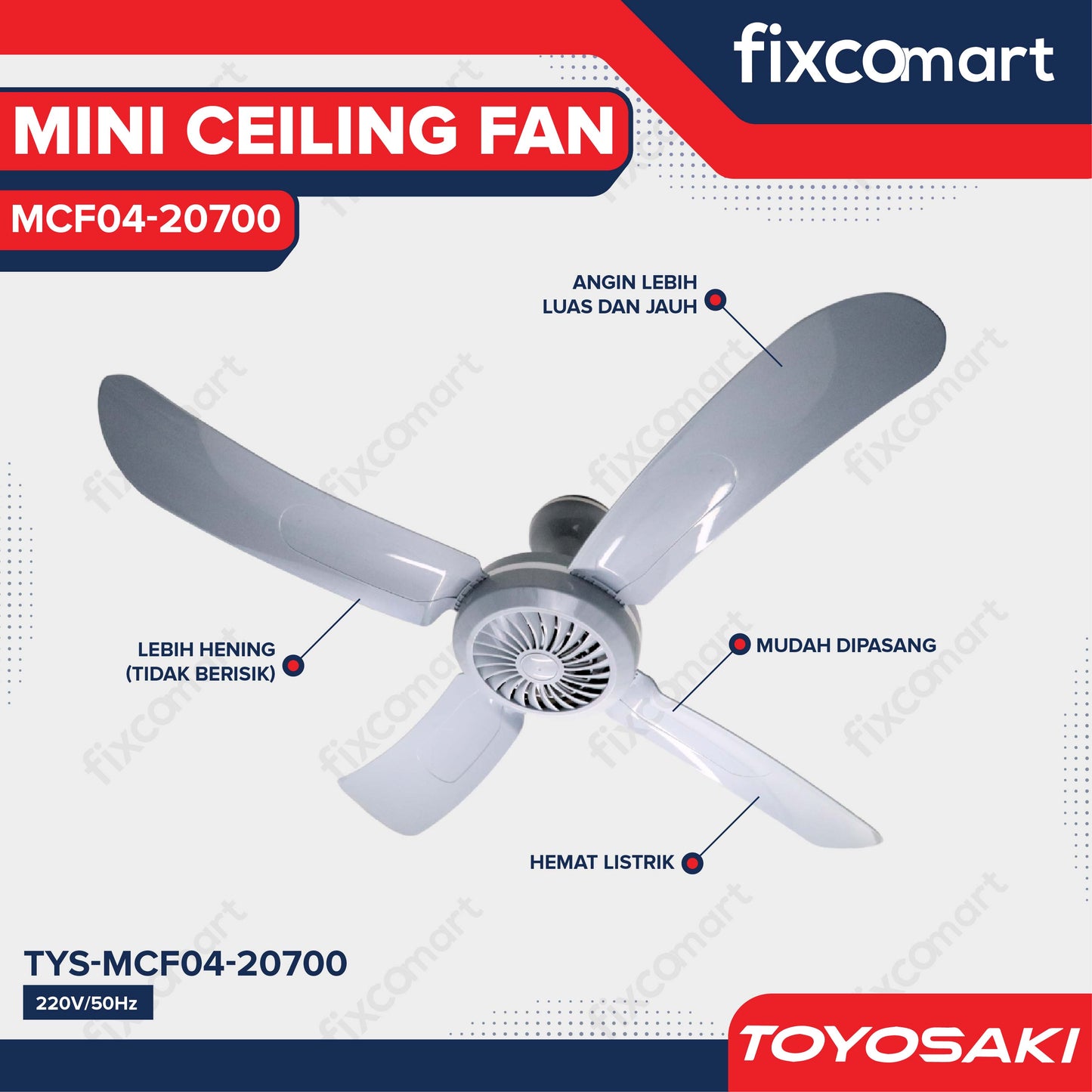 TOYOSAKI MINI CEILING FAN 22.8 Inch