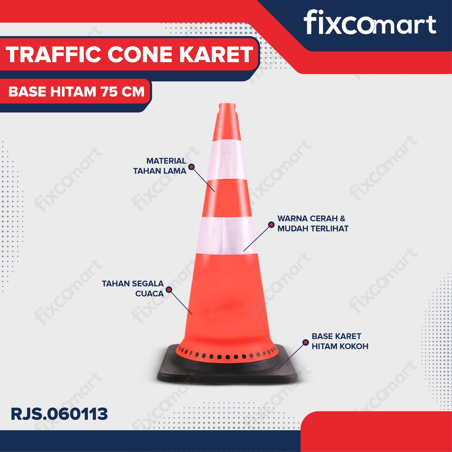 Traffic Cone Karet Base Hitam 75 Cm