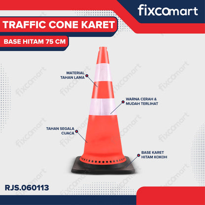 Traffic Cone Karet Base Hitam 75 Cm