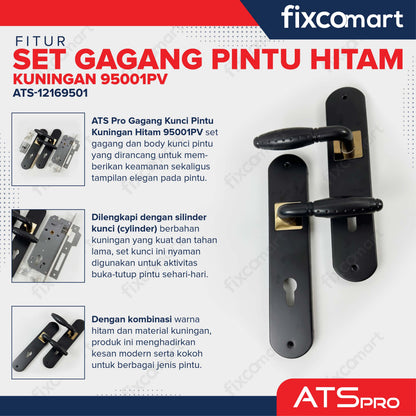 ATS Pro Gagang Body Kunci Pintu Kuningan Set Besar HITAM CYL. KUNINGAN 95001PV