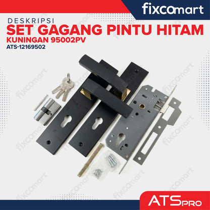 ATS Pro Gagang Body Kunci Pintu Kuningan Set Besar HITAM CYL. KUNINGAN 95002PV