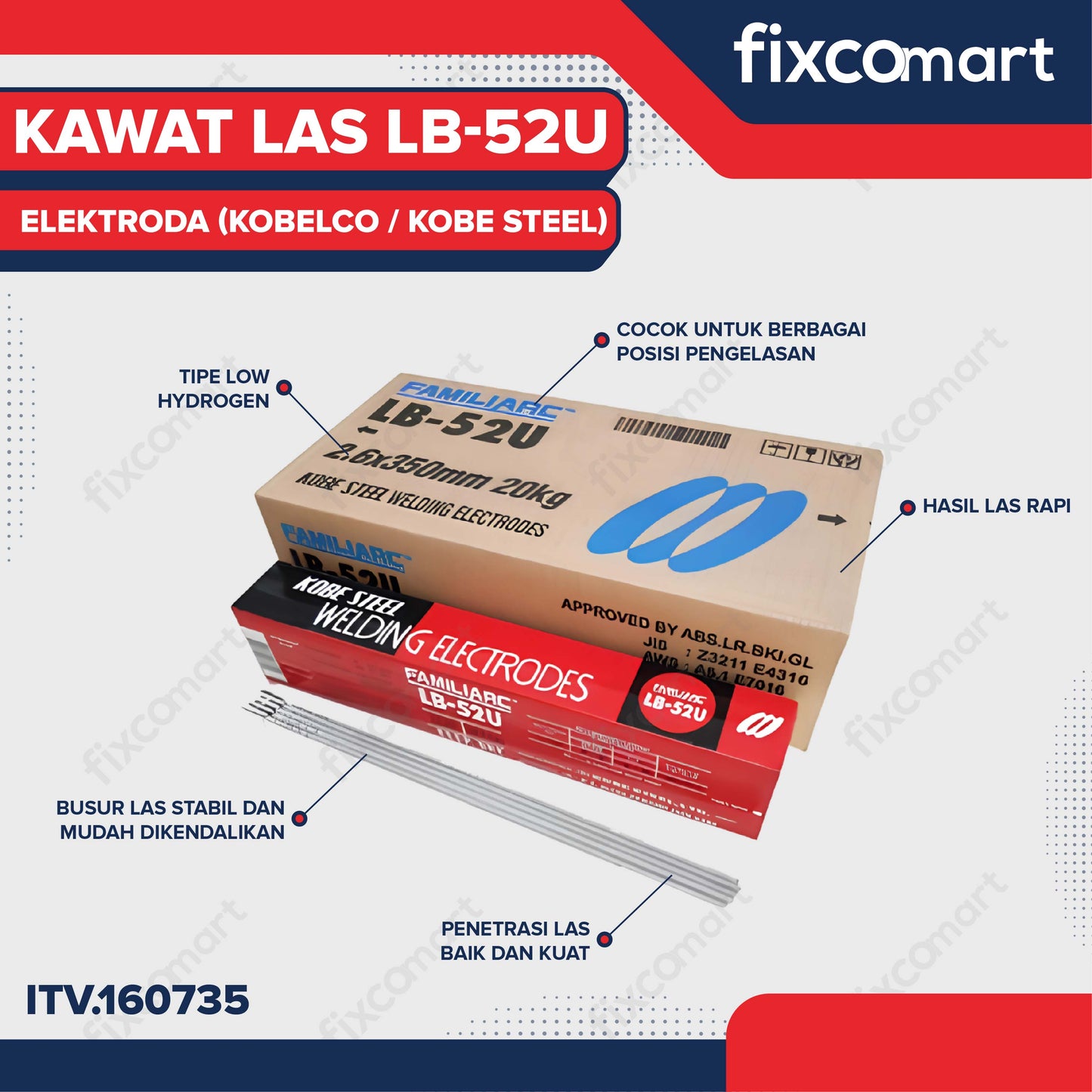 Kobelco / Kobe Steel Kawat Las/Elektroda LB-52U