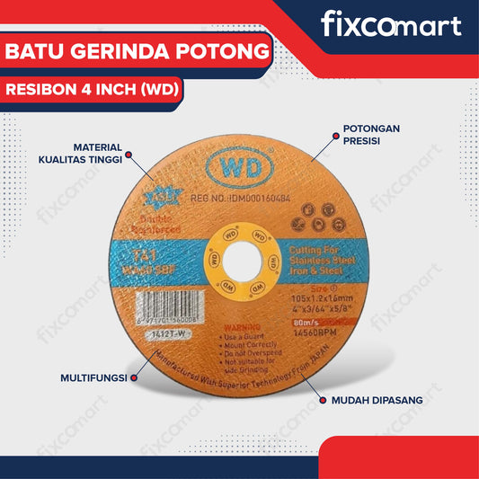 WD Batu Gerinda Potong Resibon 4 inch 105 x 1.2 x 16 MM