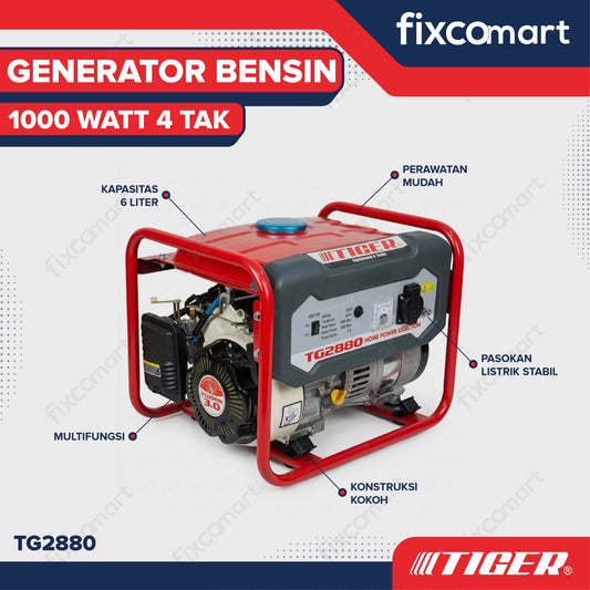 TIGER Genset TG2800 1000W TG 2800 Power Generator Bensin 1000 Watt 4 Tak